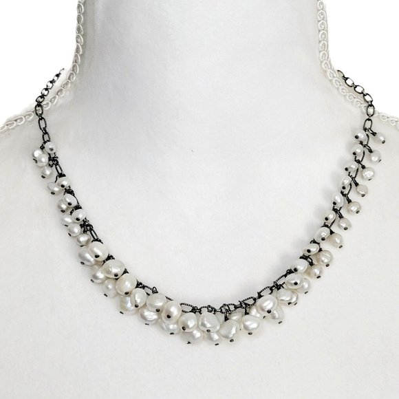 Silpada Jewelry - Silpada 925 Sterling Silver Freshwater Pearl Collar Necklace Graduated 18" VGC